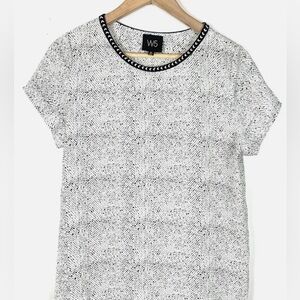 Anthropologie Black & White Dots Threaded Blouse